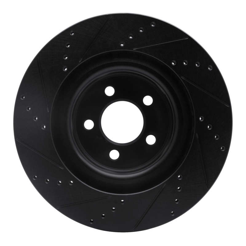 Chrysler 300 Brake Rotor (1) - Front Right - R1 Concepts - Drilled & Slotted - Black - `05-`23